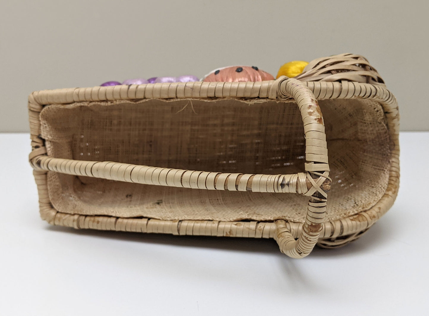 Vintage Handmade Woven Wicker Carrier Wine Basket with Multicolored Fruits | Wine Bottle Holder | Wine Bottle Gift Wrapping | Picnic Basket