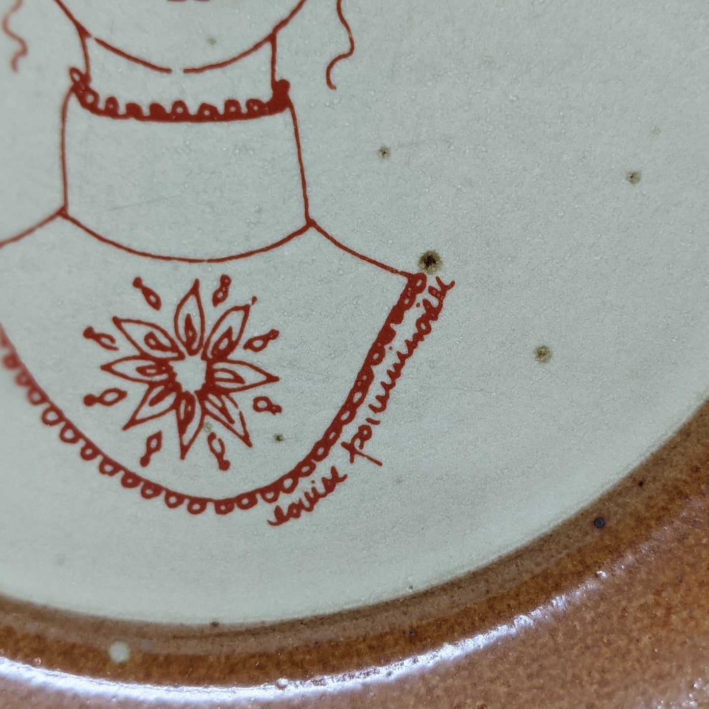 Vintage Sial Brown Ceramic Stoneware Decorative Plate by SIAL Pottery Canada signed Louise Pomminville