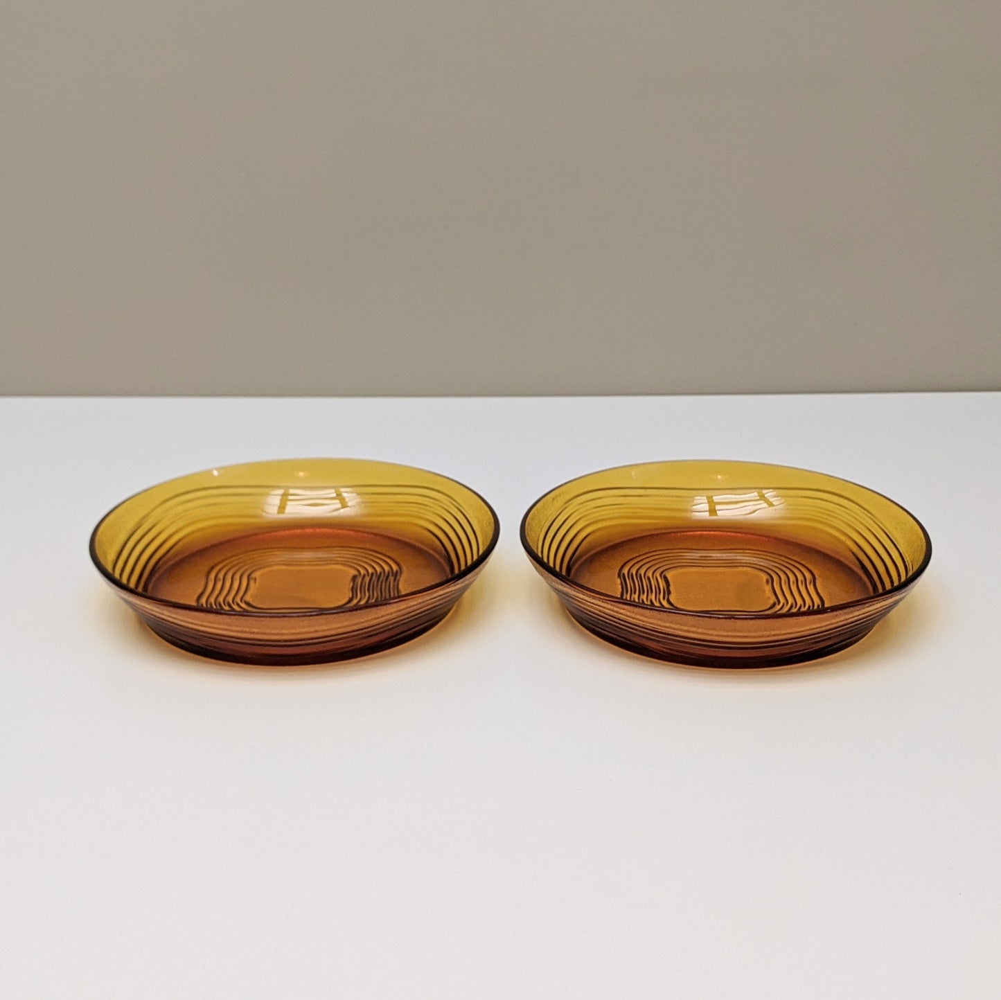 Set of two (2) Vintage Amber Glass Coupe Soup Bowls by Duralex | Made in France | 80's Tableware