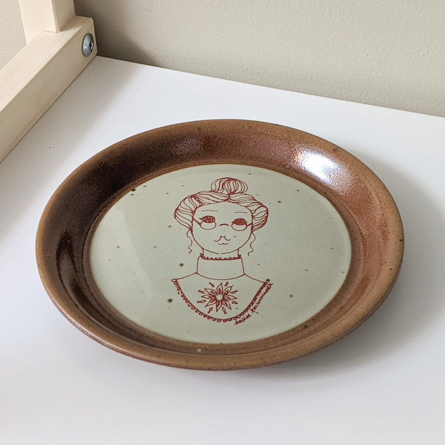 Vintage Sial Brown Ceramic Stoneware Decorative Plate by SIAL Pottery Canada signed Louise Pomminville