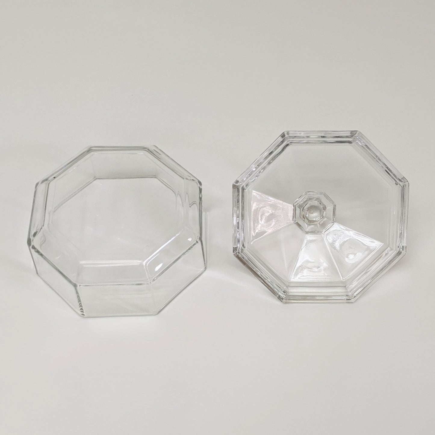 Vintage Octime Clear Sugar Bowl & Clear Lid by Arcoroc | Luminarc | Octagonal Shape | Made in France | 80's Tableware