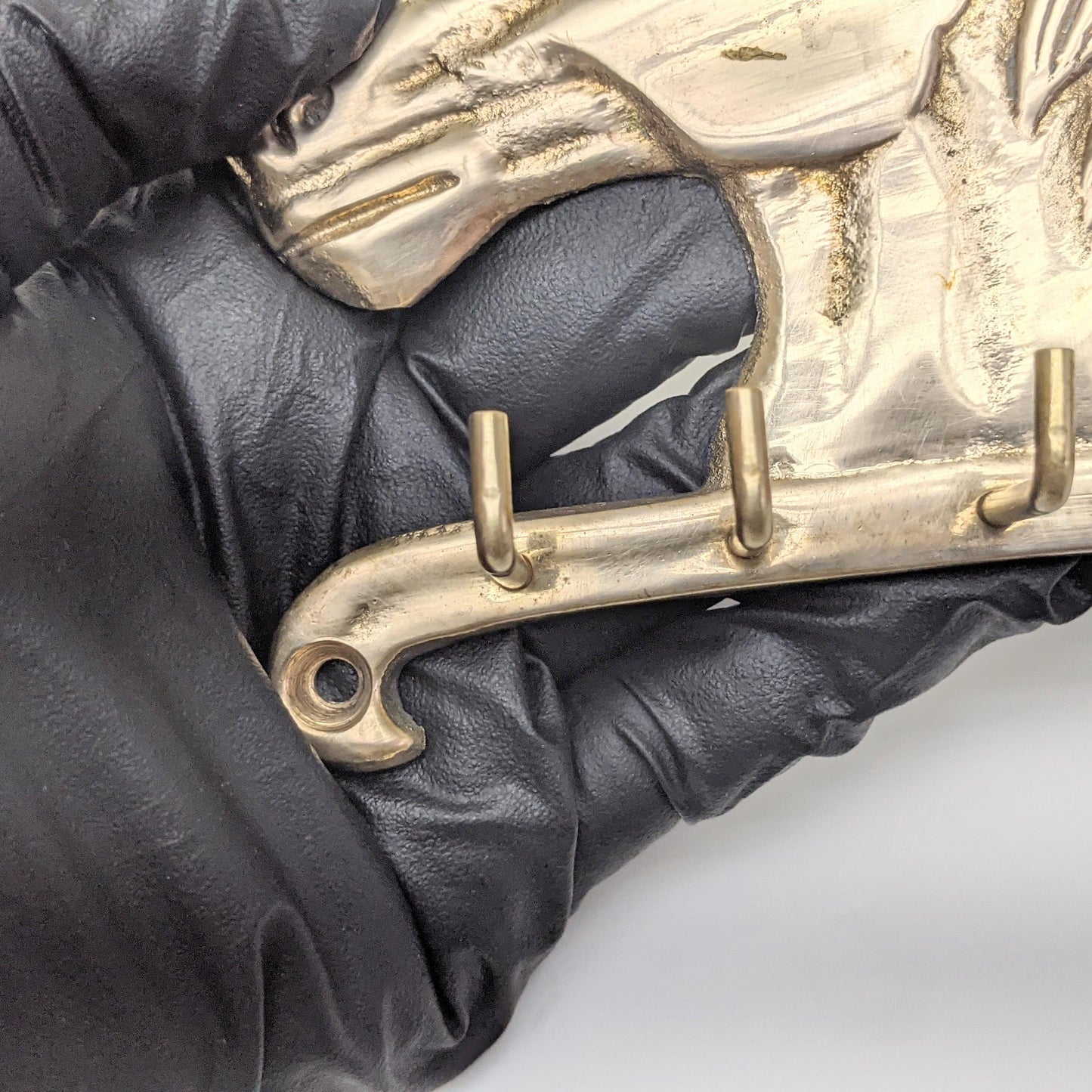 Vintage Brass Wall Horse Head Key Holder Rack with five (5) Hooks | Mid Century Modern | Boho Decor