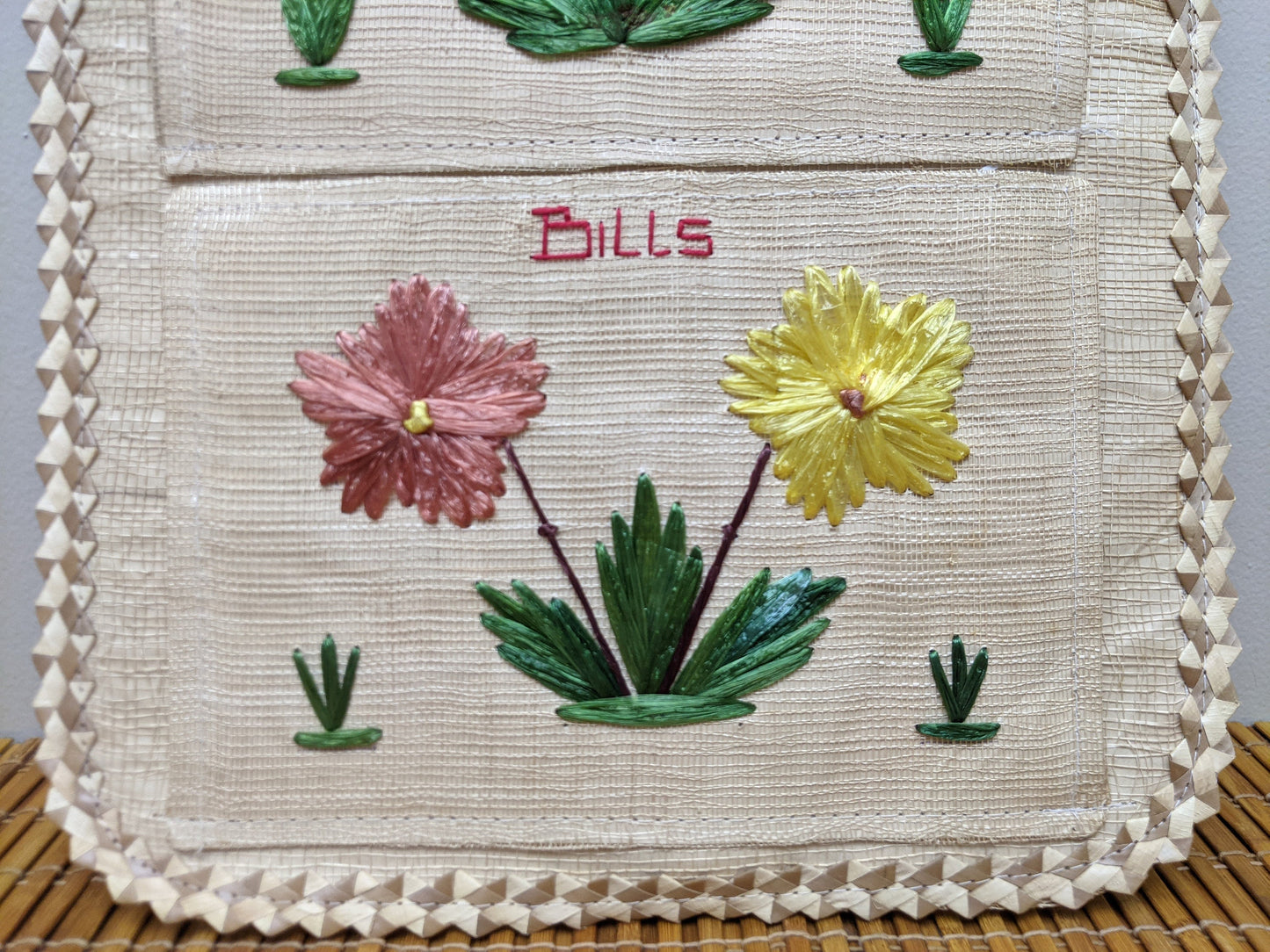 Vintage Florida Rafia Letters & Bills Organizer Wall Hanging | Florida Souvenir