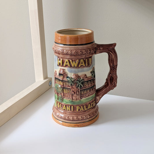 Vintage Ceramic Multicolored Beer Stein Mug | Hawaii Iolani Souvenir | Made in Japan