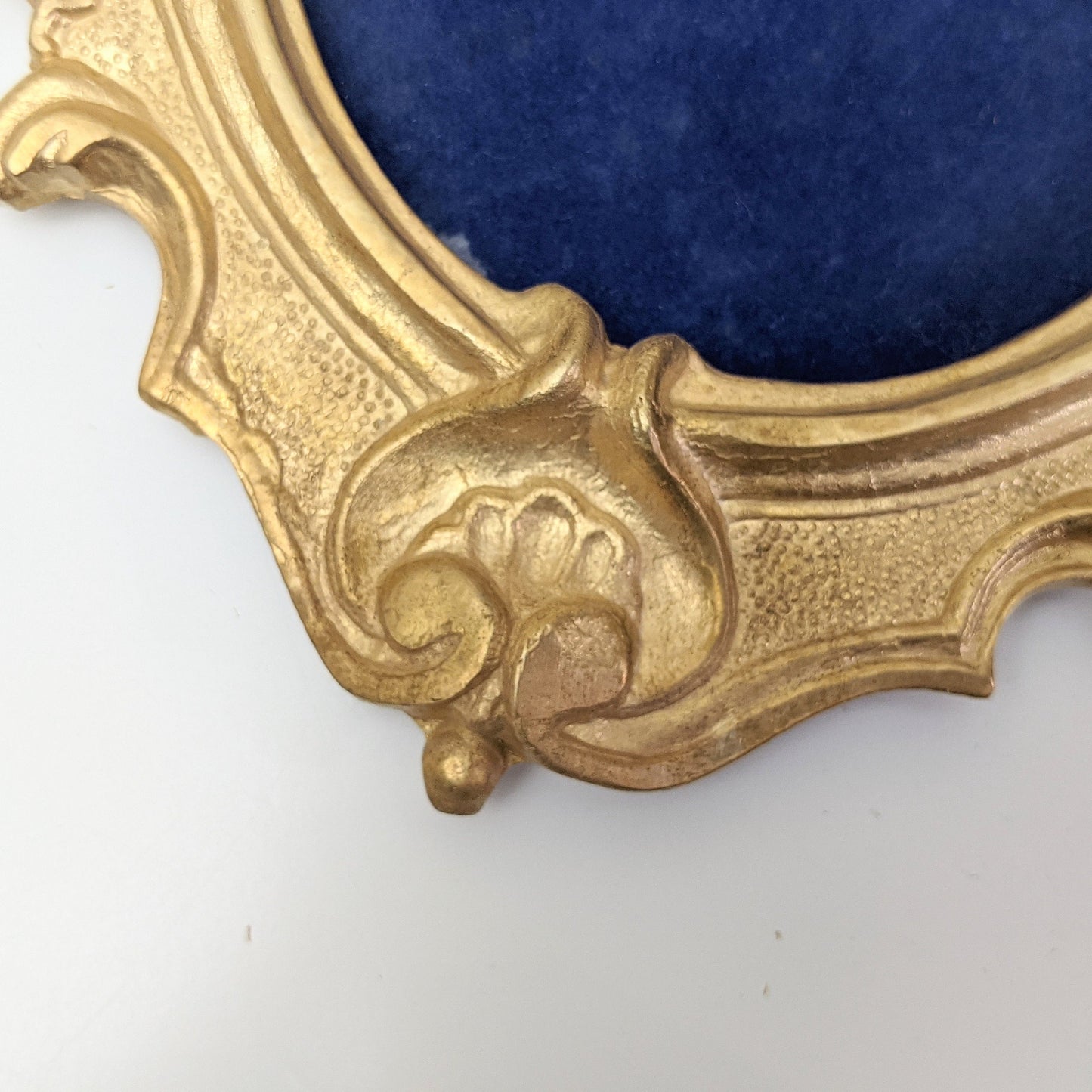 Antique Art Nouveau Brass Oval Metal Picture Frame | Marked "FF"