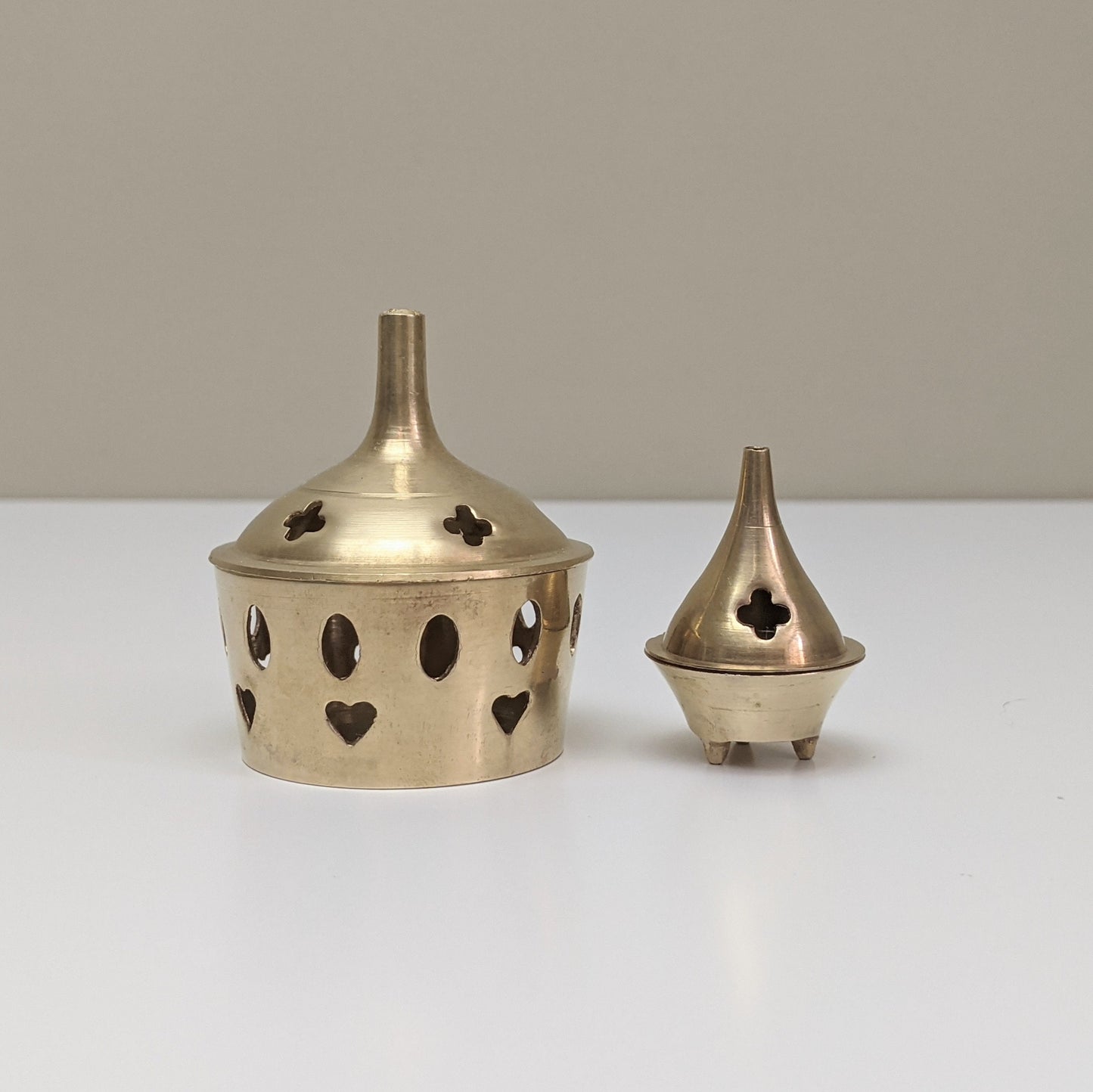 Set of two (2) Vintage Brass Incense Cone Burners | Mid Century Modern | Boho Decor