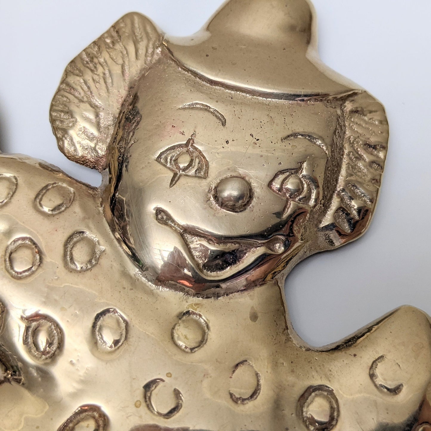 Vintage Brass Clown with Balloons Wall Decoration