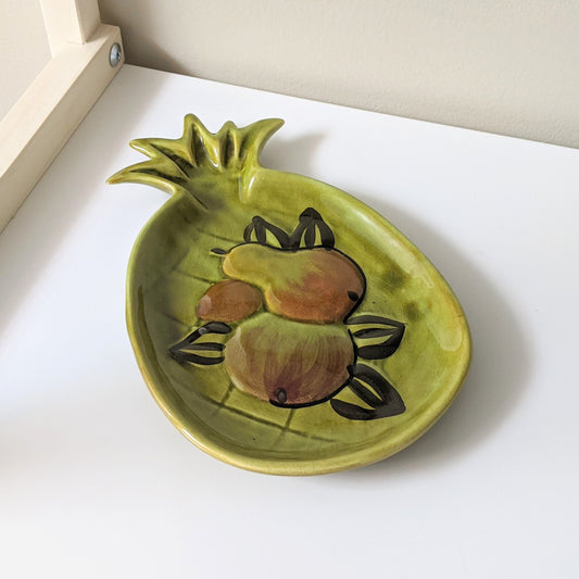 Vintage Green Ceramic Pineapple Serving Dish | Los Angeles Potteries 65