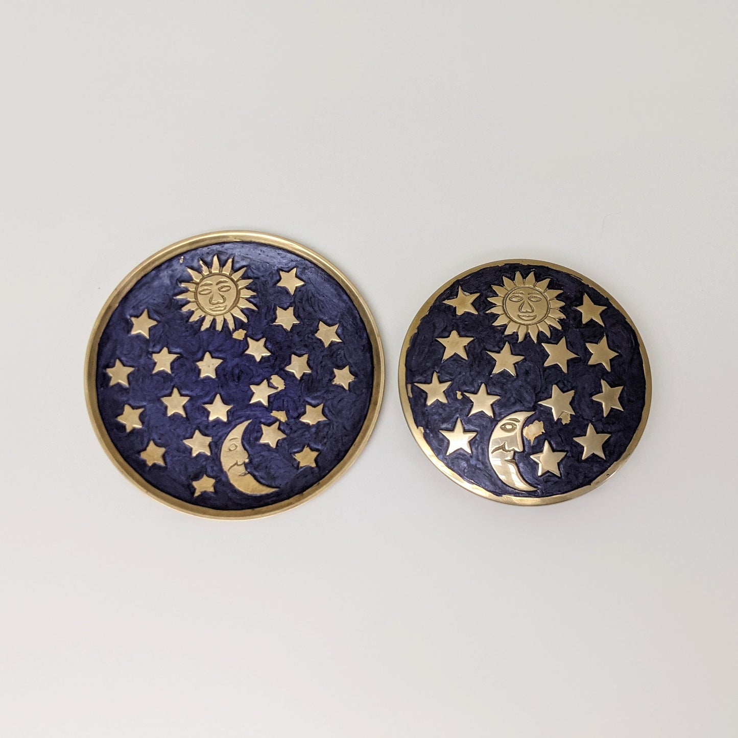 Vintage Celestial Sun and Moon Brass Jewelry Box and Plate Set | Delgif Made in India