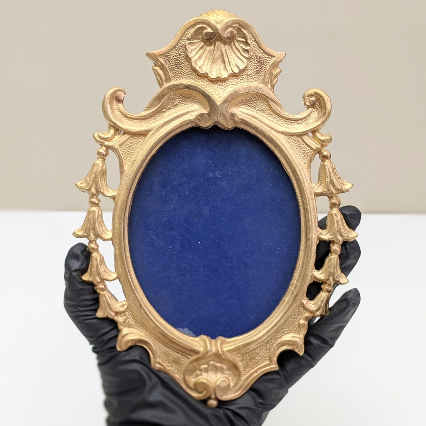 Antique Art Nouveau Brass Oval Metal Picture Frame | Marked "FF"