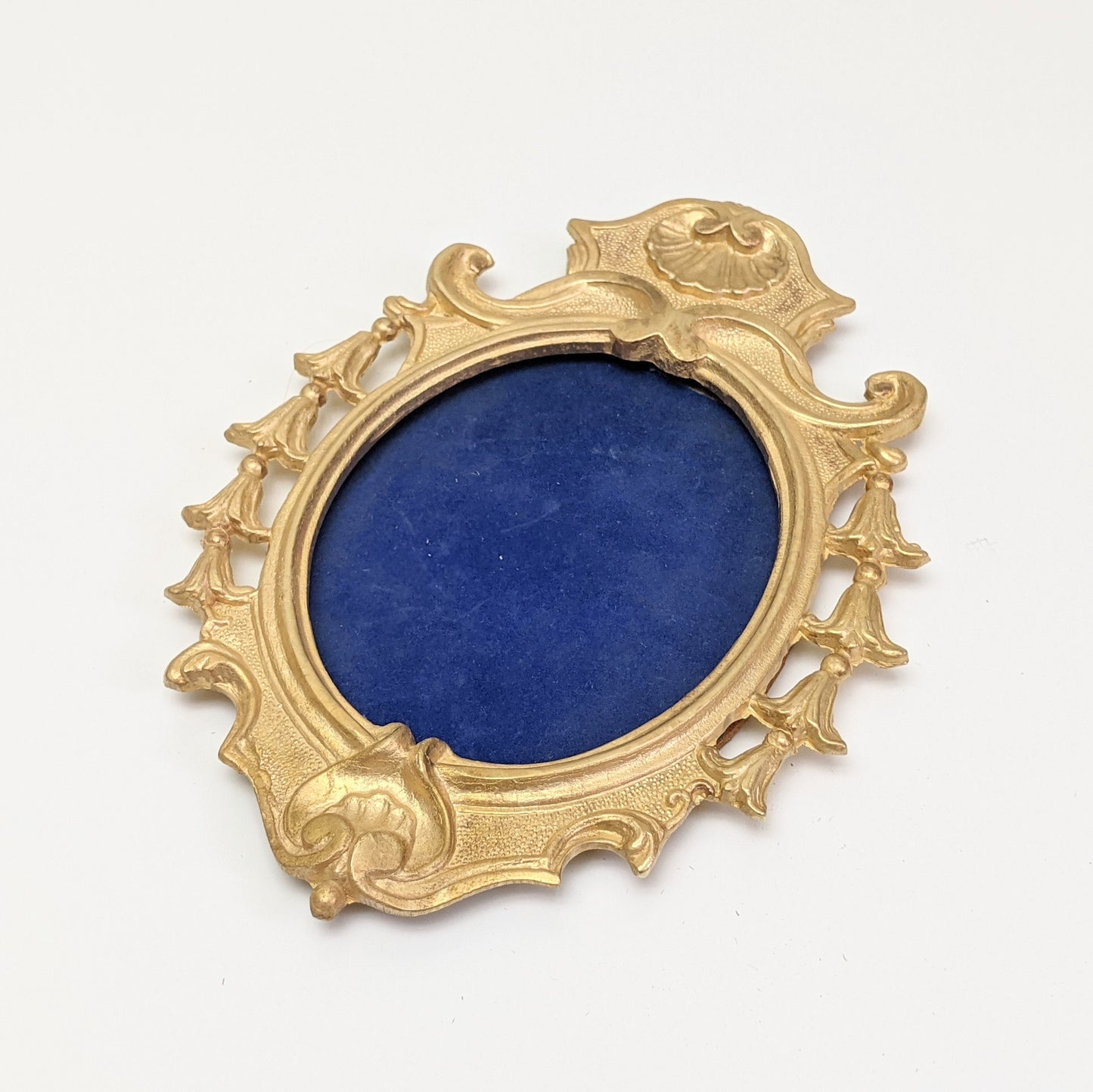 Antique Art Nouveau Brass Oval Metal Picture Frame | Marked "FF"