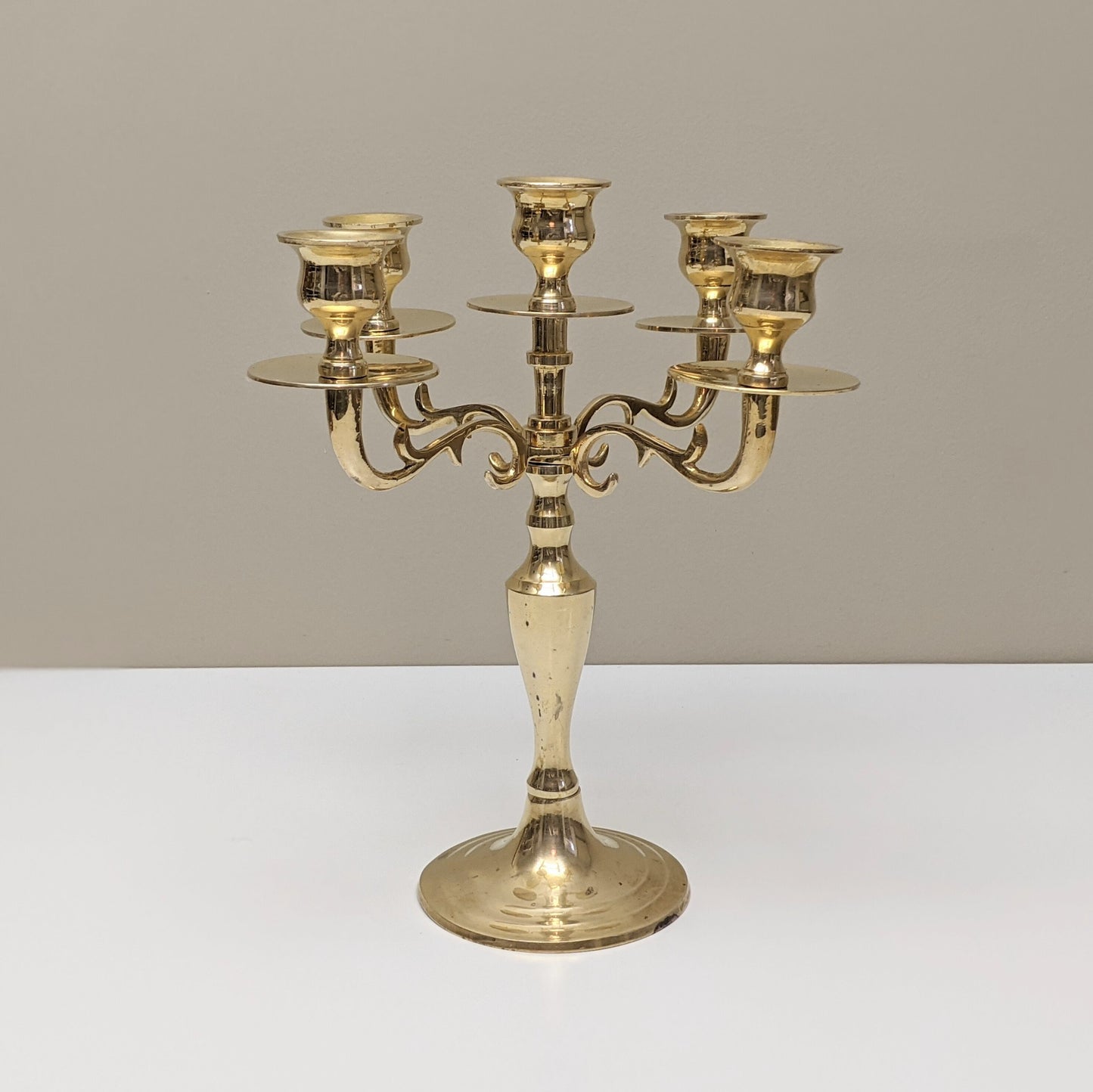 Vintage Brass Candelabra Five (5) Arms Candlestick Holder | Boho Home Decor