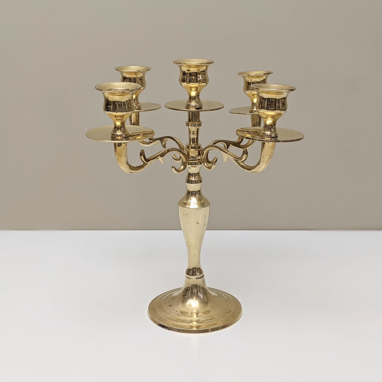 Vintage Brass Candelabra Five (5) Arms Candlestick Holder | Boho Home Decor