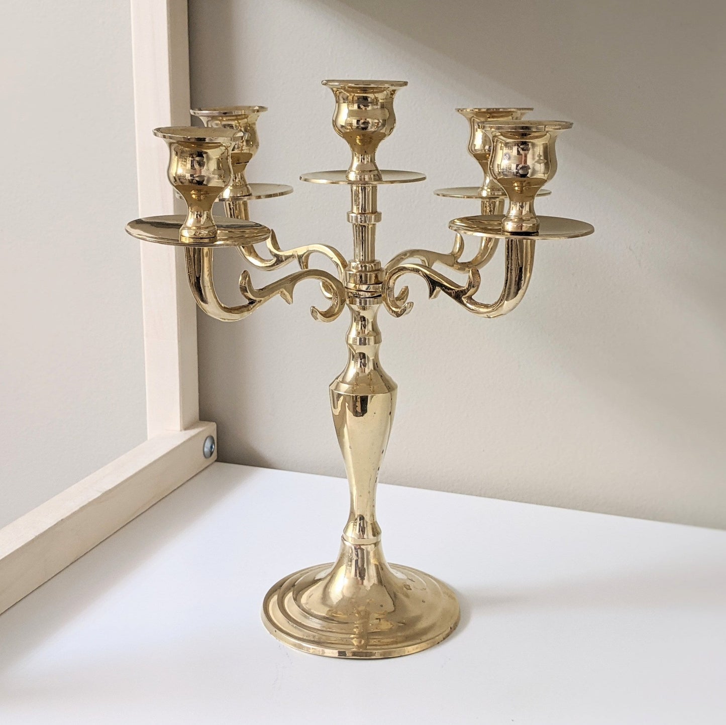 Vintage Brass Candelabra Five (5) Arms Candlestick Holder | Boho Home Decor