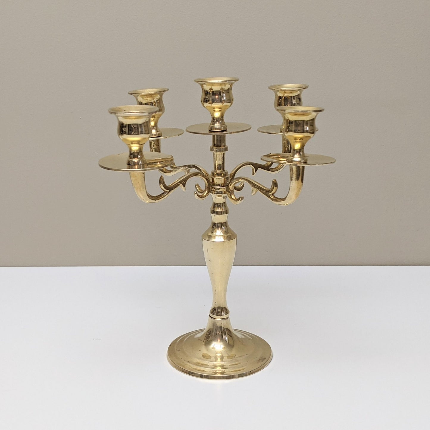 Vintage Brass Candelabra Five (5) Arms Candlestick Holder | Boho Home Decor