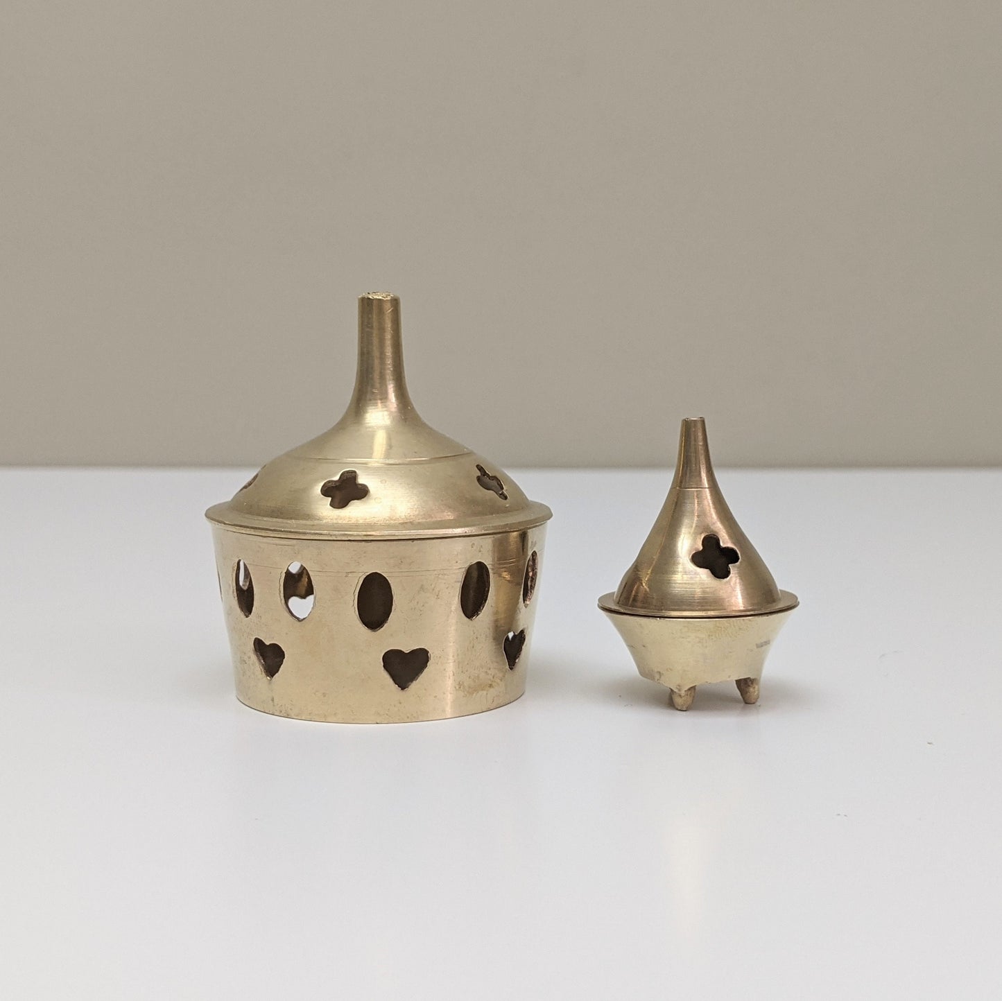 Set of two (2) Vintage Brass Incense Cone Burners | Mid Century Modern | Boho Decor