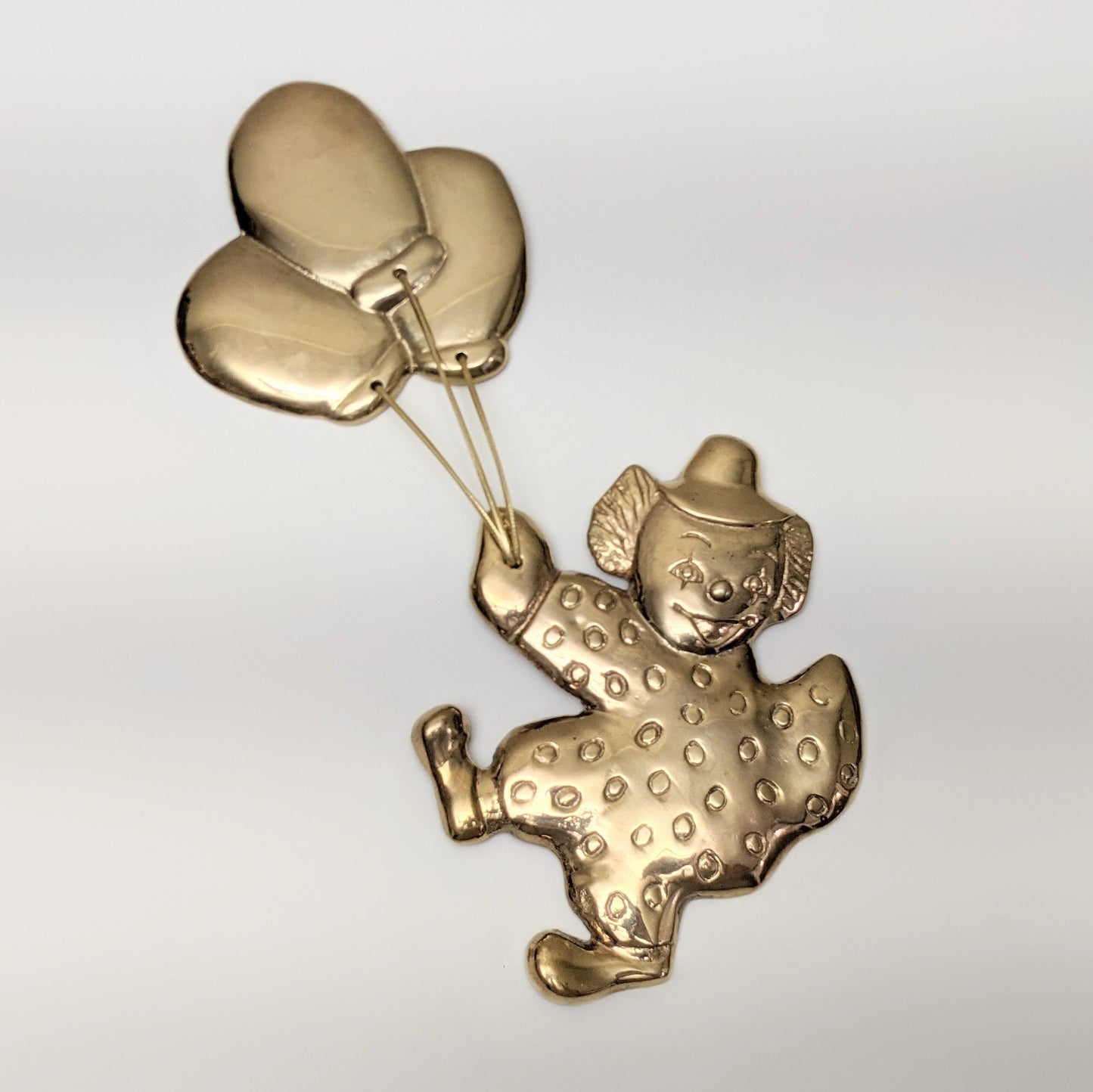 Vintage Brass Clown with Balloons Wall Decoration