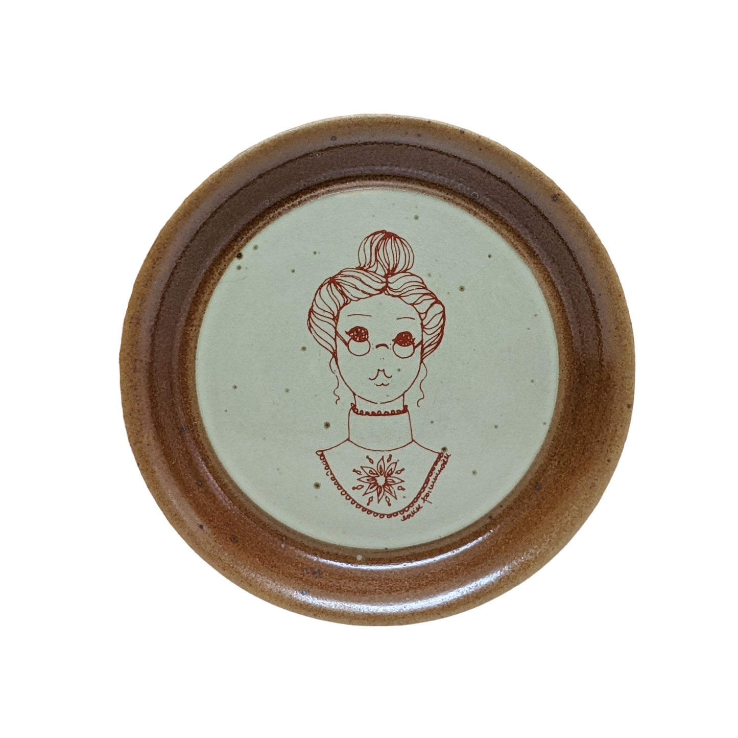 Vintage Sial Brown Ceramic Stoneware Decorative Plate by SIAL Pottery Canada signed Louise Pomminville