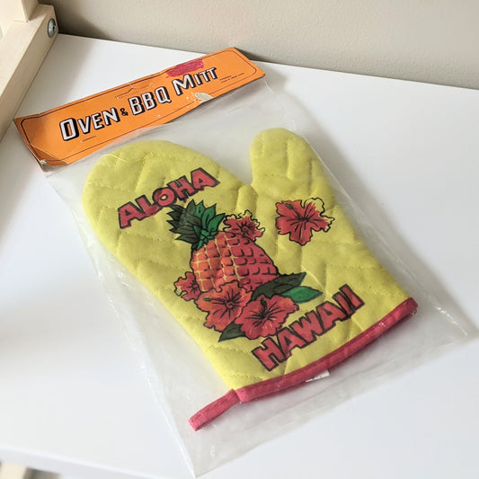 Vintage Kid Toy Aloha Hawaii Pretend Oven Yellow BBQ Mitt | Original Packaging | Made in Hong Kong