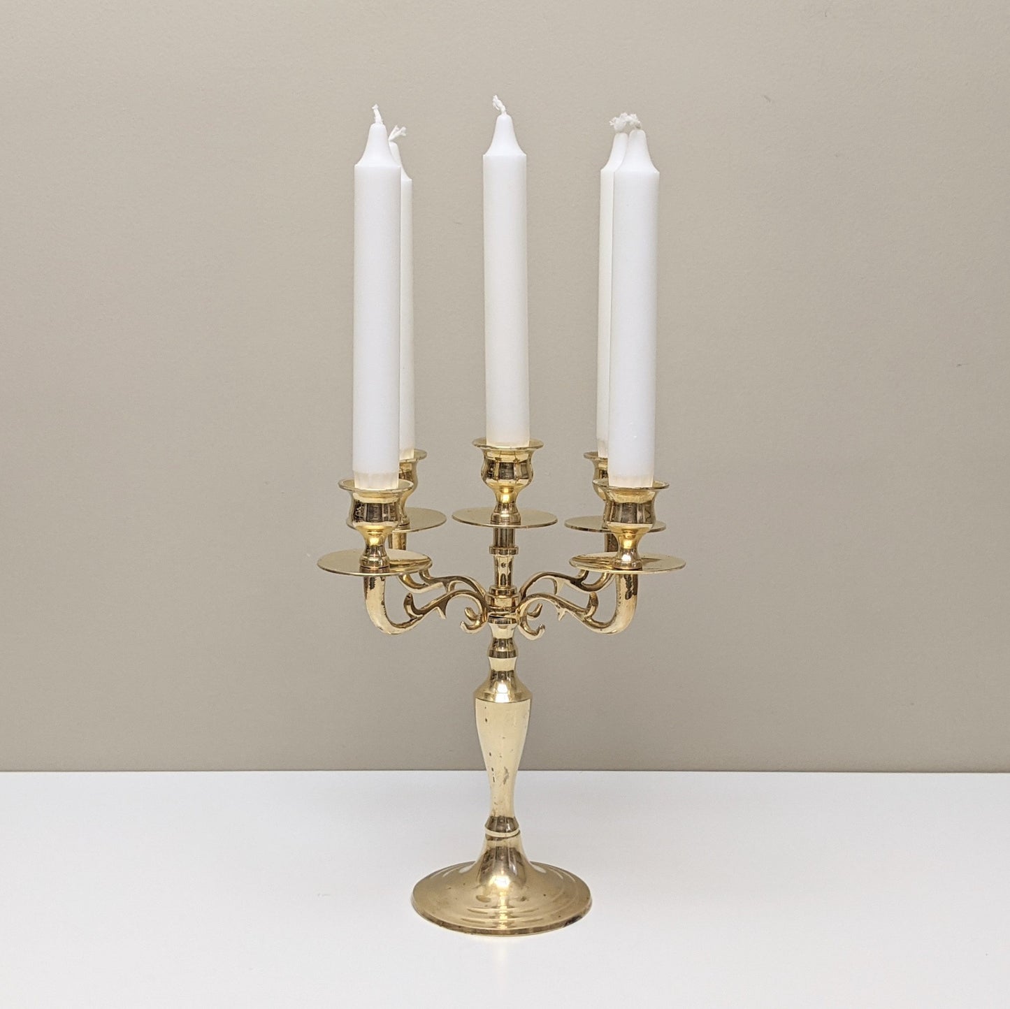 Vintage Brass Candelabra Five (5) Arms Candlestick Holder | Boho Home Decor