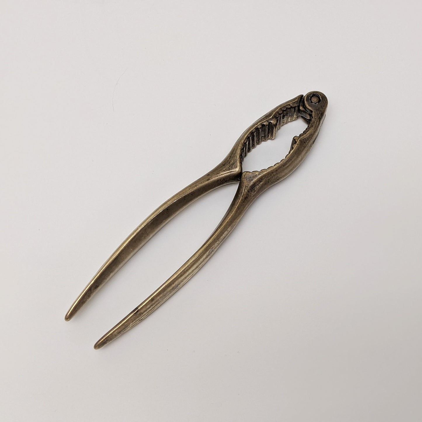 Vintage Brass Walnut Bowl with Nutcracker Pliers