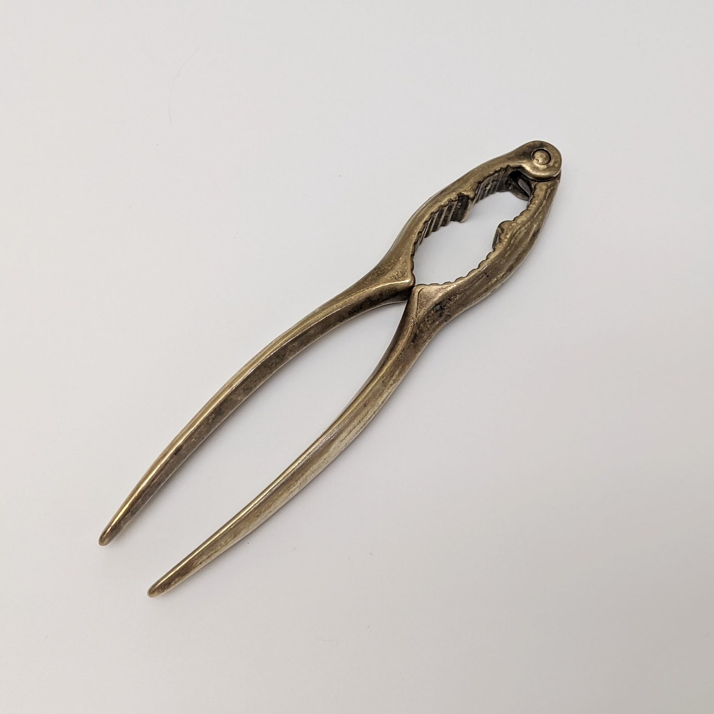 Vintage Brass Walnut Bowl with Nutcracker Pliers