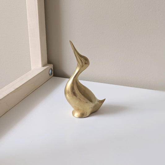 Vintage Brass Duck Figurine | Mid Century Modern | Boho Decor