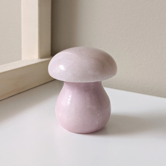 Vintage Pink Marble Stone Mushroom Paperweight