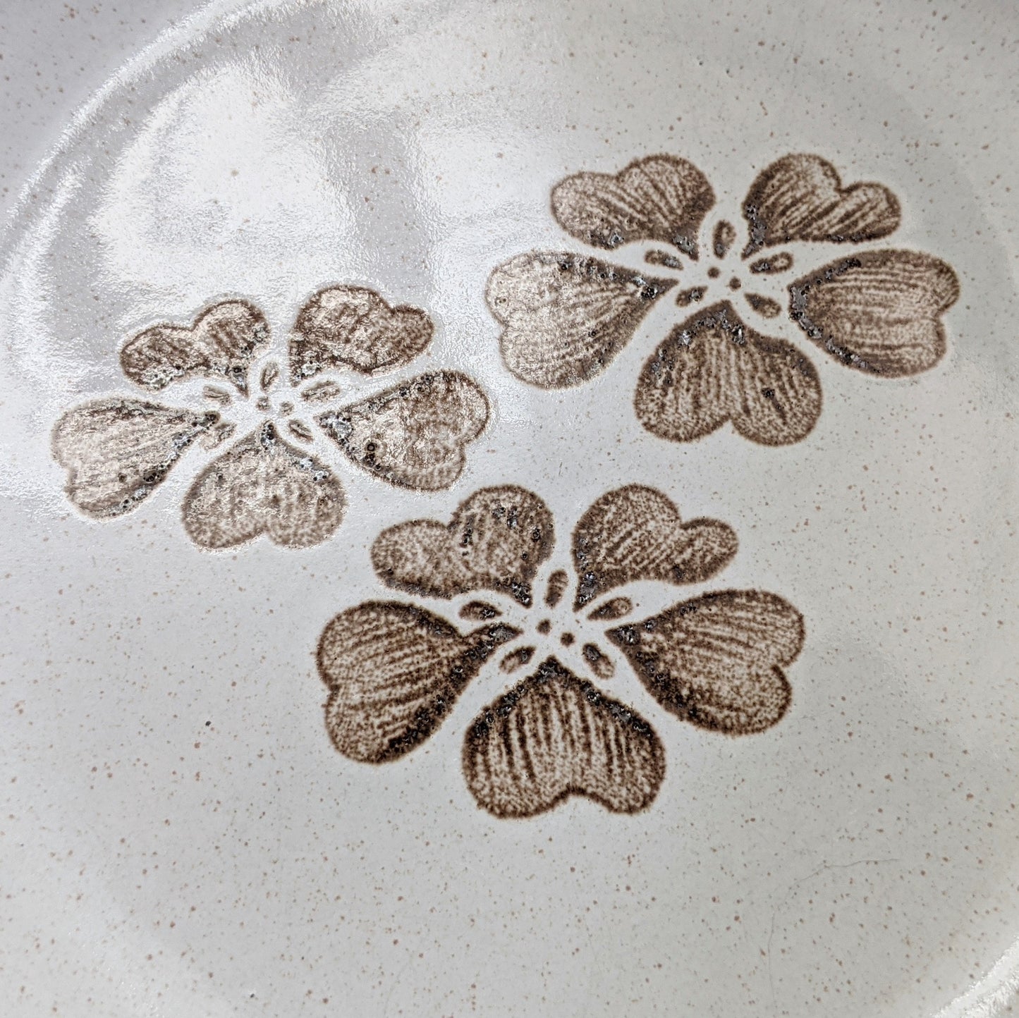 Vintage Midwinter Wedgwood Stoneware Brown Print Salad Serving Set | Off-White and Brown Ceramic | Brown Flowers | Made in England