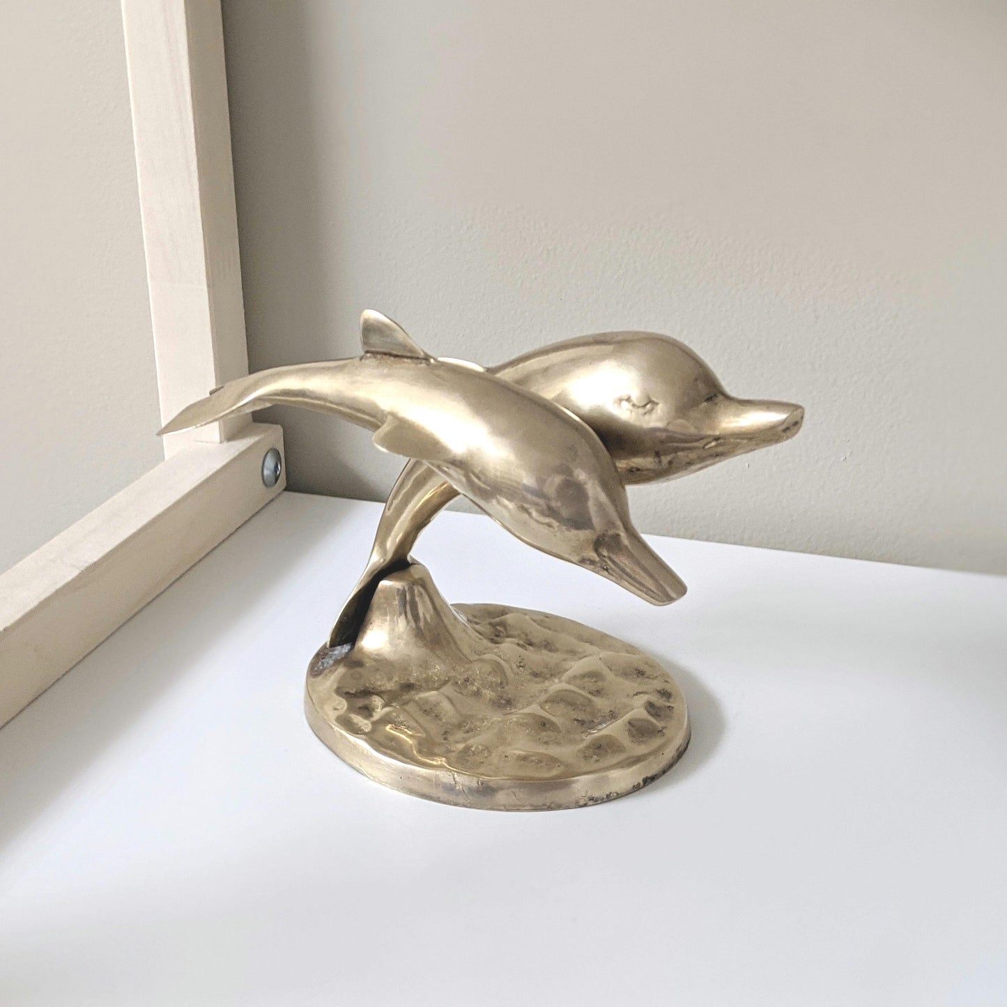 Vintage Brass Dolphin Figurine | Boho Decor | Mid Century Modern