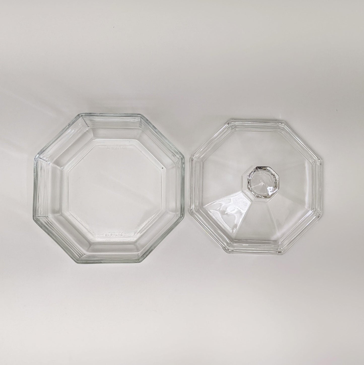 Vintage Octime Clear Sugar Bowl & Clear Lid by Arcoroc | Luminarc | Octagonal Shape | Made in France | 80's Tableware