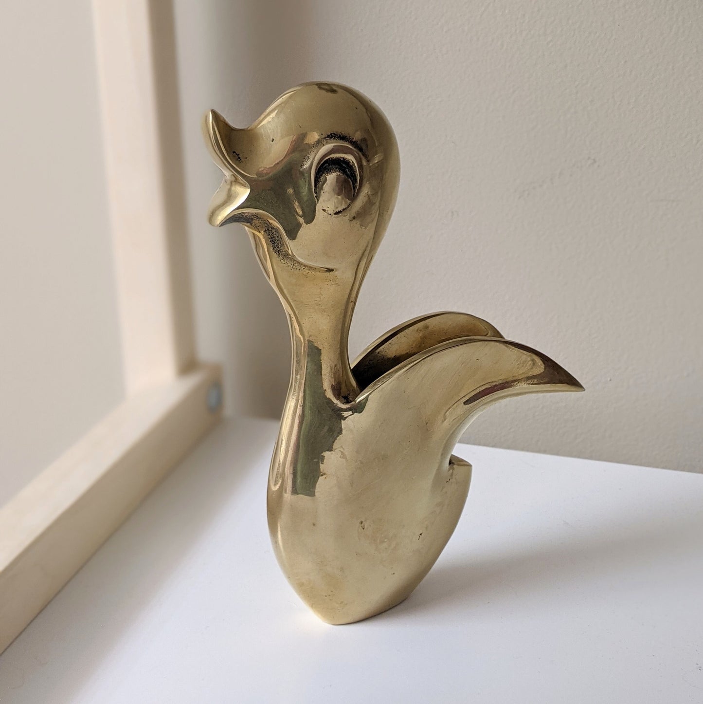 Vintage Brass Duck Figurine with Wings | Cartoon Style | Mid Century Modern | Boho Decor