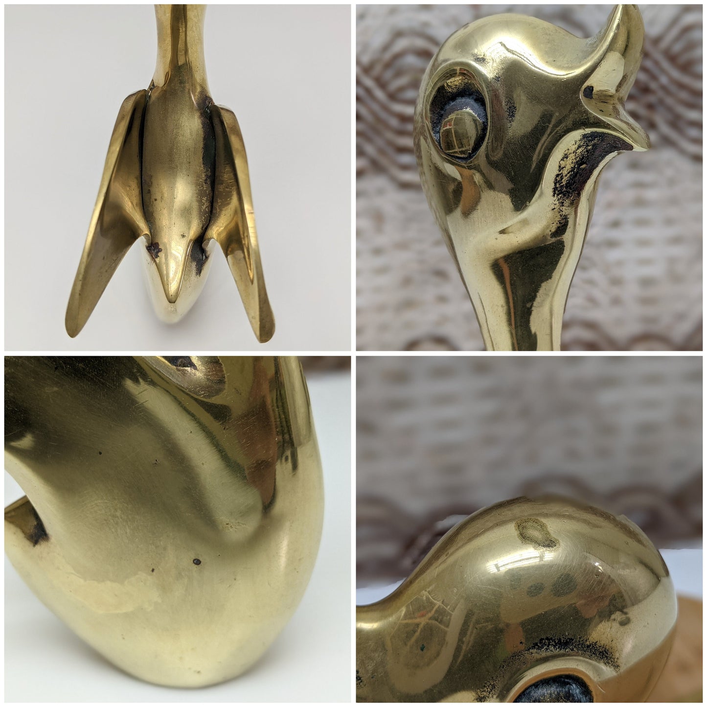 Vintage Brass Duck Figurine with Wings | Cartoon Style | Mid Century Modern | Boho Decor