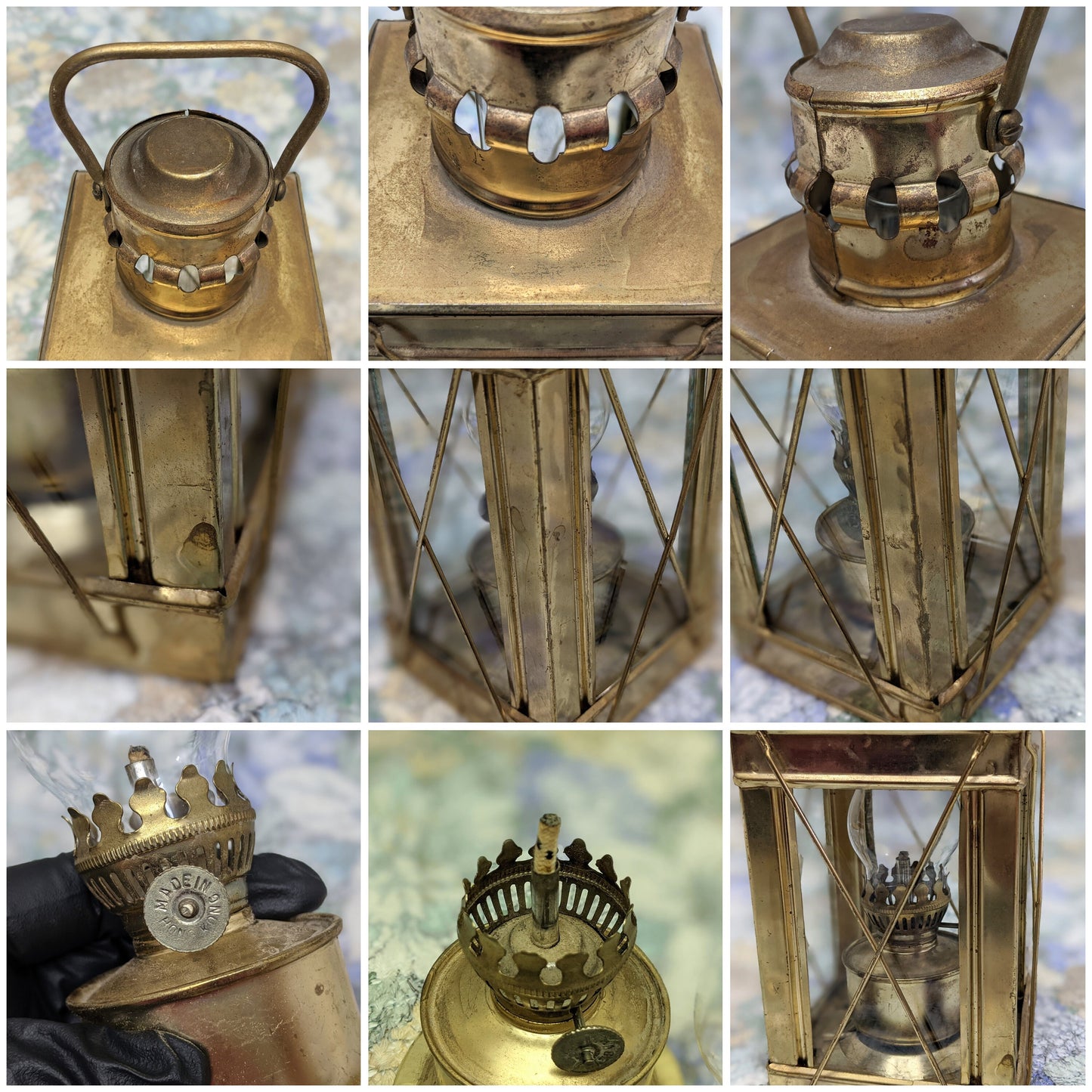 Vintage Brass Oil Lamp | Clear Glass | Made in Hong-Kong