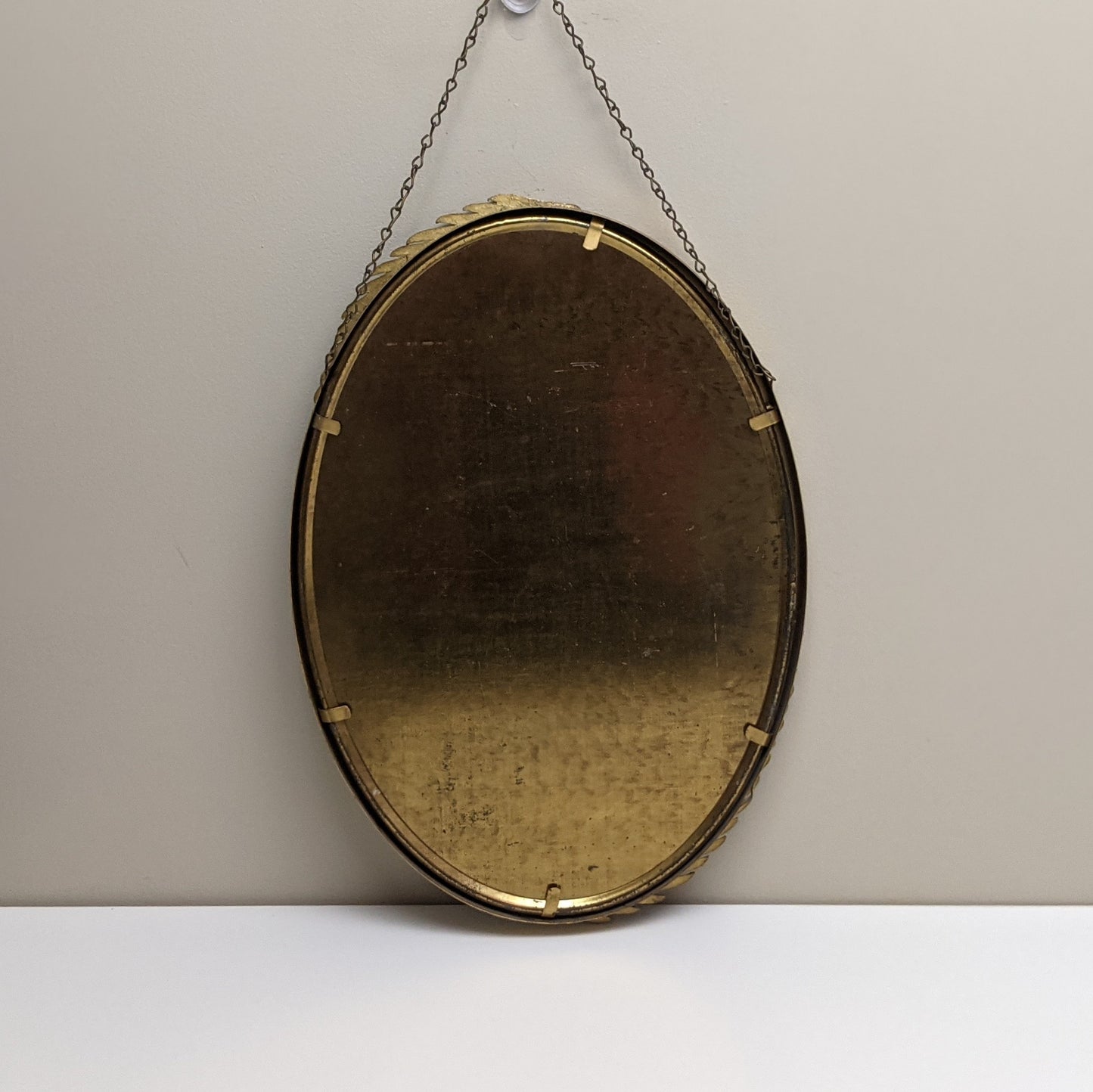 Antique Brass Oval Convex Glass Portrait Picture Frame | Brass Leaf Design | Art Nouveau