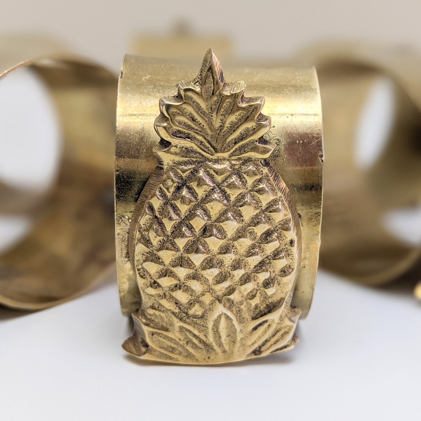 Set of six (6) Vintage Brass Pineapple Napkin Rings | Napkin Holders